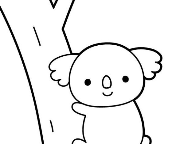 Rahatlayan Koala Boyama Sayfası Çocuklar için Eğlenceli Doğa Figürü