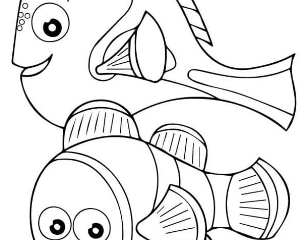 Sevimli İki Balığın Boyama Sayfası