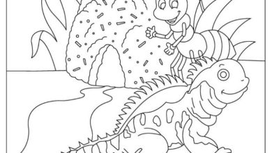 Çocuklar için Eğlenceli Kertenkele ve Karınca Boyama Sayfası