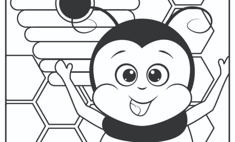 Arı ve Petek Temalı Boyama Sayfası - Çocuklar İçin Eğlenceli ve Eğitici Boyama Aktivitesi