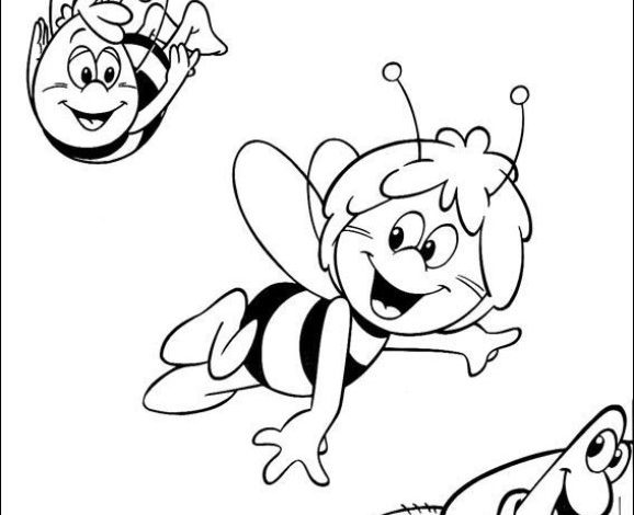 Sevimli Arılar ve Kurtçuk Boyama Sayfası