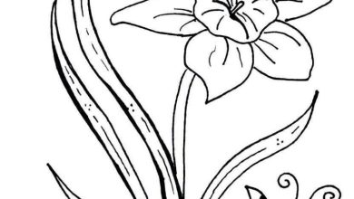 Çiçek ve Uğur Böceği Boyama Sayfası Bahar Temalı Tarz