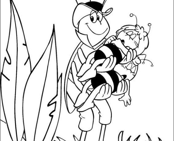 Çizgi Film Karakterlerinin Sarılışını Gösteren Boyama Sayfası