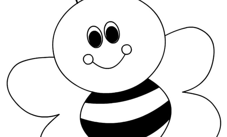 Gülümseyen Arı Boyama Sayfası - Basit ve Eğlenceli Çizim