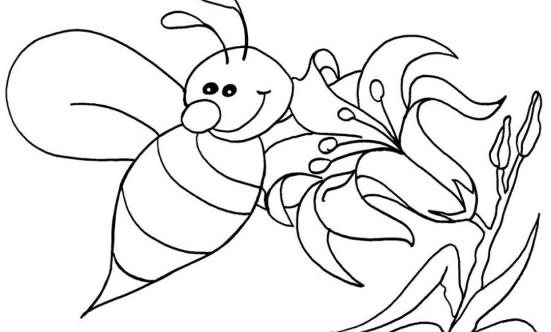 Sevimli Arı ve Çiçek Boyama Sayfası - Çocuklar İçin Eğlenceli Boyama Aktivitesi