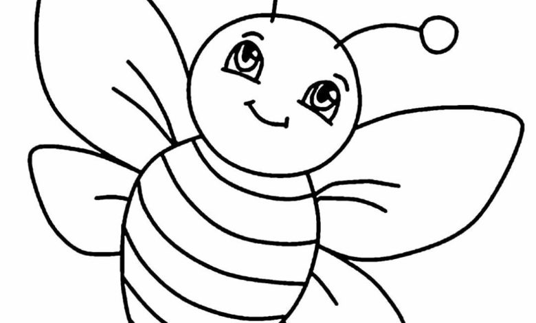 Çocuklar İçin Sevimli Arı Boyama Sayfası - Çizgi Film Karakteri Uyumlu