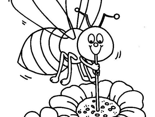 Arı ve Çiçek Temalı Boyama Sayfası