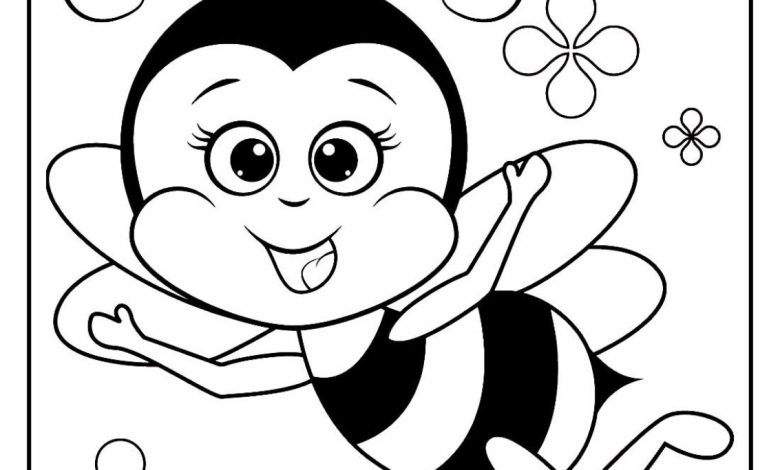 Sevimli Kraliçe Arı Boyama Sayfası