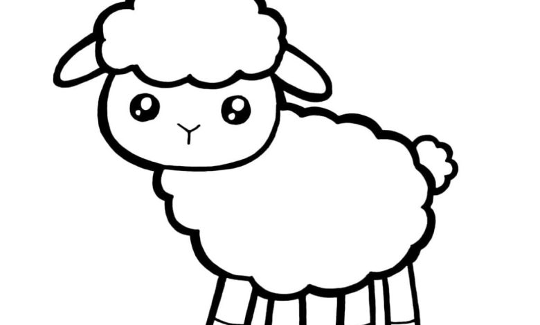 Sevimli Kuzu Boyama Sayfası (Çocuklar İçin)