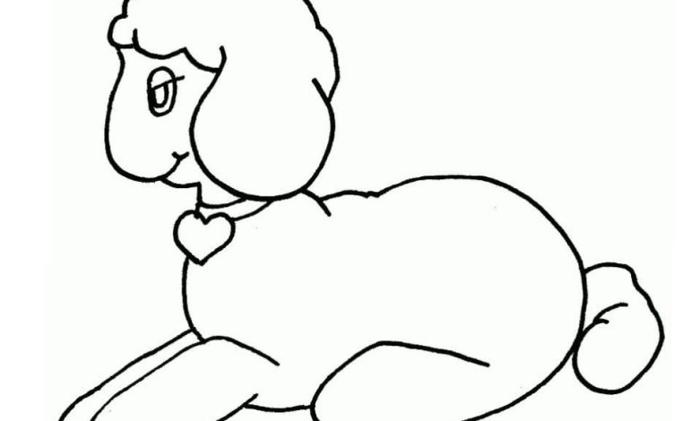 Sevimli Yatan Koyun Boyama Sayfası Resmi