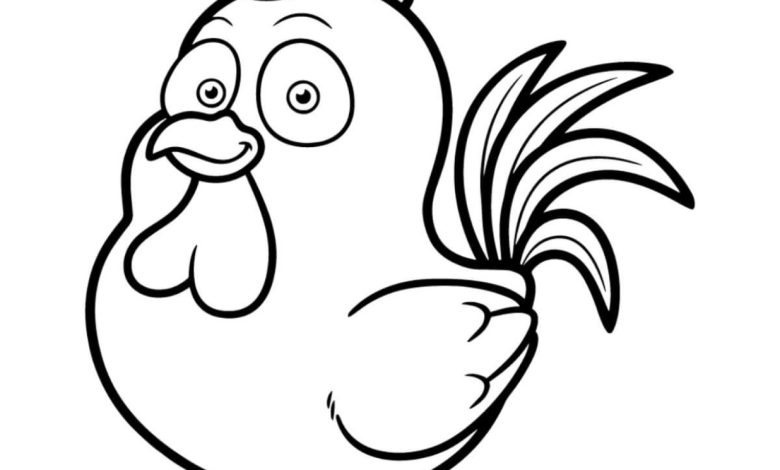 Sevimli Tavuk Boyama Sayfası - Çocuklar İçin Eğlenceli Tavuk Karikatürü