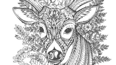 Detaylı Çiçekli Geyik Boyama Sayfası