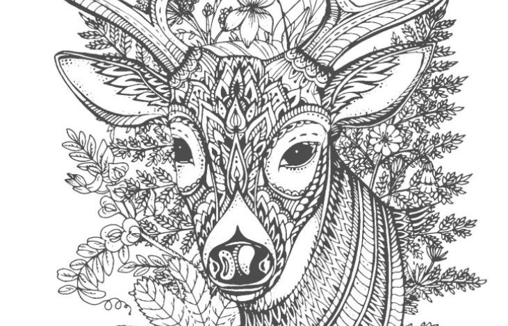 Detaylı Çiçekli Geyik Boyama Sayfası