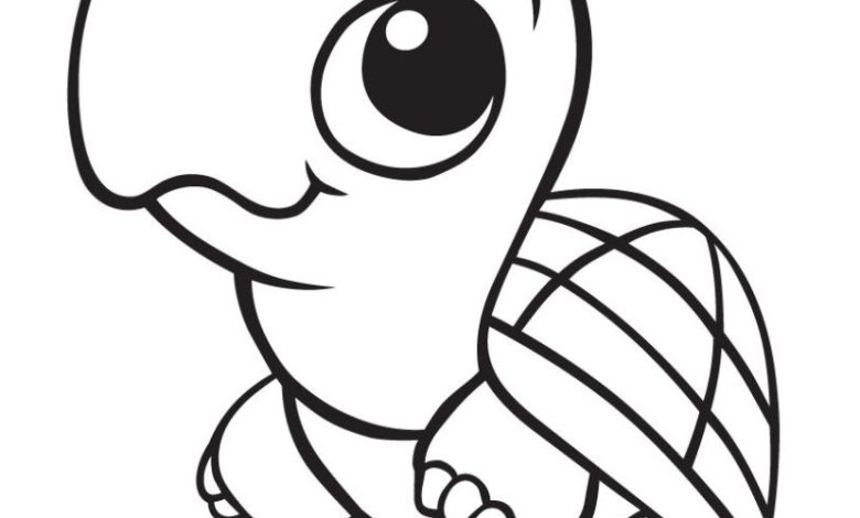 Sevimli Kaplumbağa Boyama Sayfası