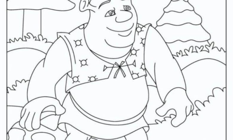 Shrek Boyama Sayfası Ormanda Yürüyen Dev Karakter