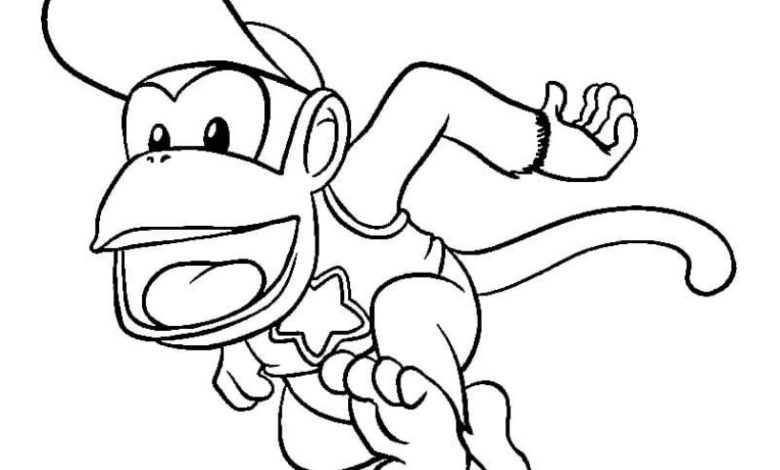 Çocuklar İçin Şapka Takmış Maymun Boyama Sayfası