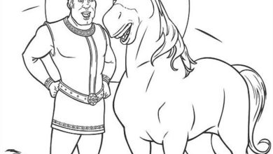 Mutlu Adam ve At Boyama Sayfası - Çocuklar İçin Eğlenceli Karakterler