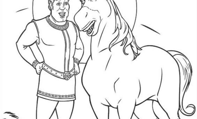 Mutlu Adam ve At Boyama Sayfası - Çocuklar İçin Eğlenceli Karakterler