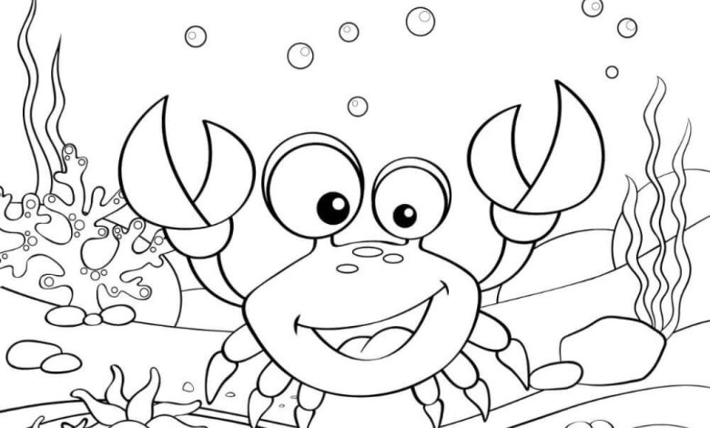 Sevimli Yüzlü Yengeç Boyama Sayfası