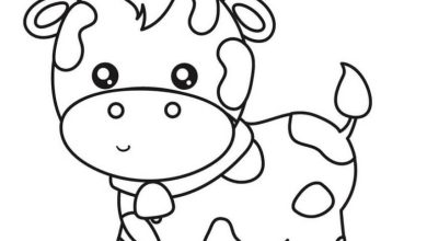 Sevimli İnek Boyama Sayfası - Siyah Beyaz Çizim