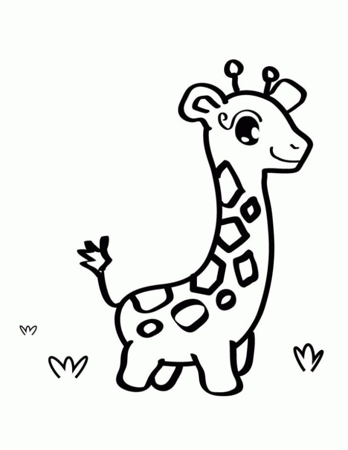 Giraffe Coloring Page for Kids with Cute Pattern