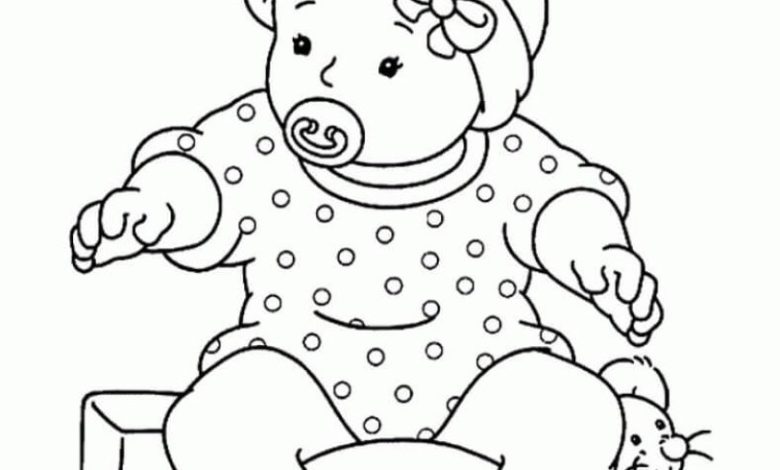 Bebek ve Oyuncak Fare ile Eğlenceli Boyama Sayfası