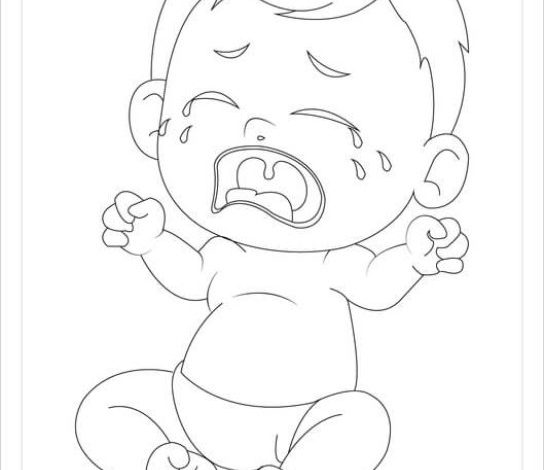Ağlayan Bebek Boyama Sayfası - Ücretsiz Boyama Sayfası