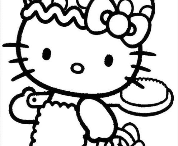 Hello Kitty Şef Boyama Sayfası - Mutfak Temalı Eğlenceli Resim