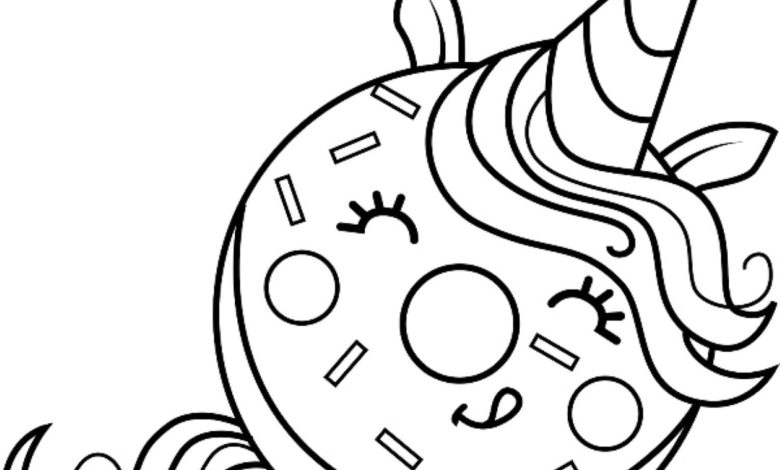 Sevimli Unicornlu Donut Boyama Sayfası