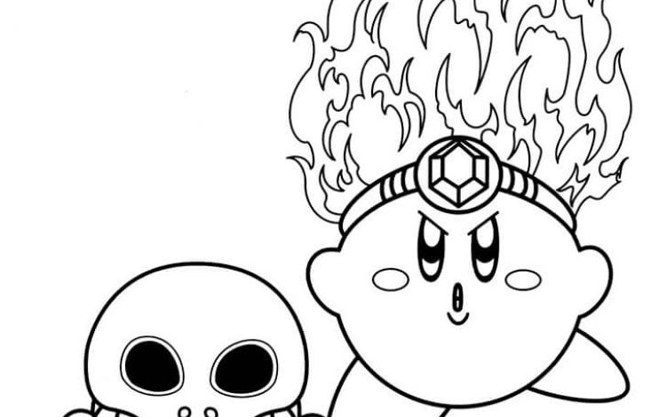 Alevli Karakter ve Kafatası Boyama Sayfası