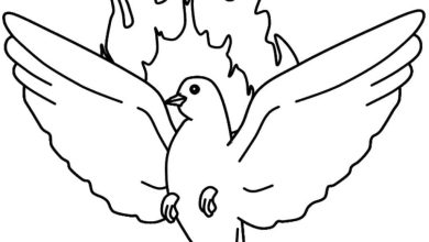 Alevlerin Arasında Uçan Güvercin Boyama Sayfası