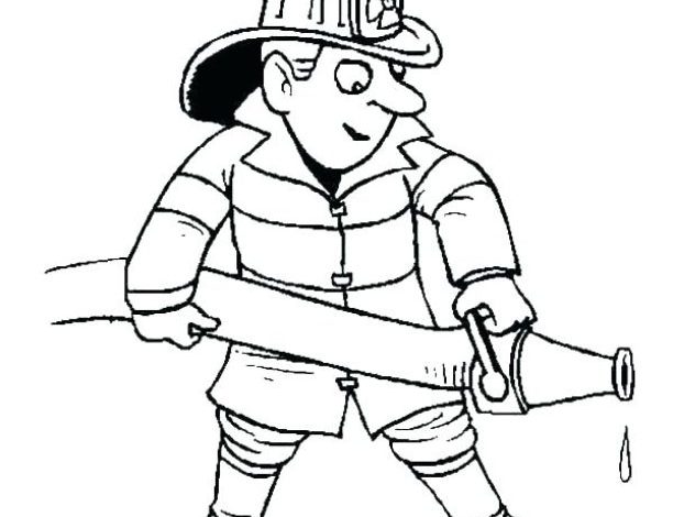 İtfaiyeci ve Hortum Boyama Sayfası - Çocuklar İçin Eğitici Boyama Aktivitesi
