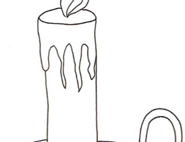 Mum ve Şamdan Boyama Sayfası - Kolay Çizim