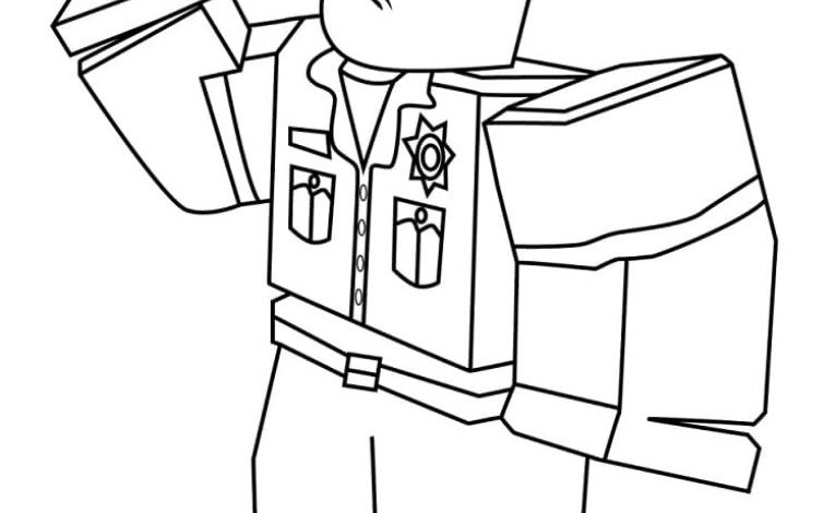 Roblox Polis Karakteri ile Eğlenceli Boyama Sayfası