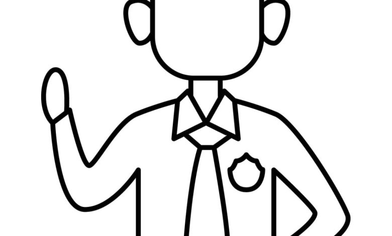 Çocuklar İçin Eğlenceli Polis Memuru Boyama Sayfası