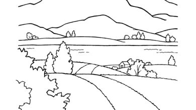 Dağlık Bölge Manzarası Boyama Sayfası