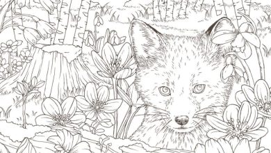 Ormanda Çiçeklerle Gizlenen Tilki Boyama Sayfası