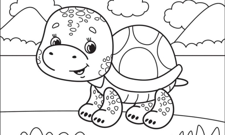 Sevimli Kaplumbağa Boyama Sayfası - Çocuklar İçin Eğlenceli ve Eğitimli Boyama Aktivitesi