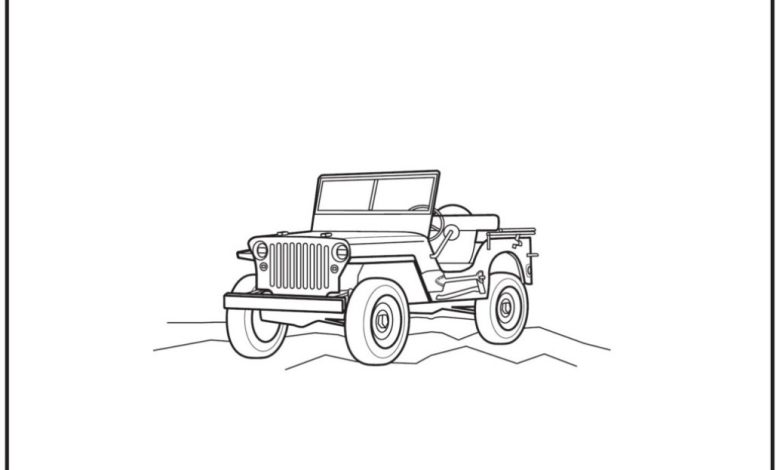Off-Road Aracı Boyama Sayfası Klasik Jeep Tasarımı