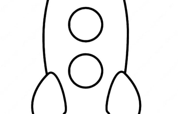 Uzay Maceracıları için Basit Roket Çizimi - Boyama Sayfası