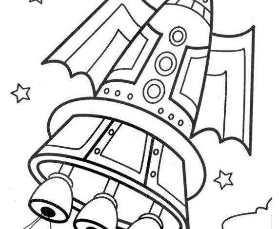 Çocuklar İçin Uzay Roketi Boyama Sayfası