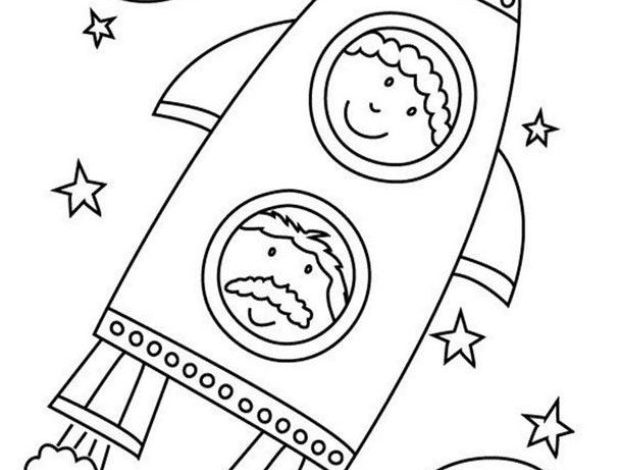 Çocuklar İçin Eğlenceli Uzay Gemisi Boyama Sayfası