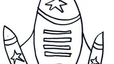 Yıldız Süslemeli Roket Boyama Sayfası