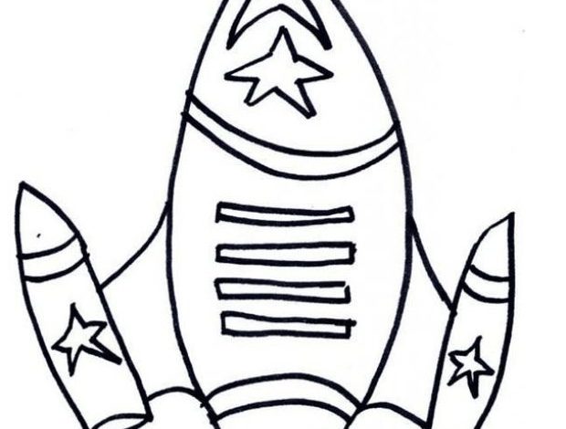 Yıldız Süslemeli Roket Boyama Sayfası
