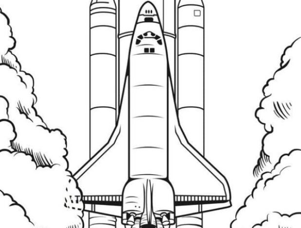 Uzay Mekiği Boyama Sayfası Fırlatma Anı