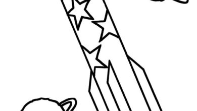 Uzay Temalı Roket ve Gezegen Boyama Sayfası