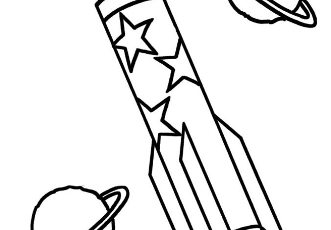 Uzay Temalı Roket ve Gezegen Boyama Sayfası