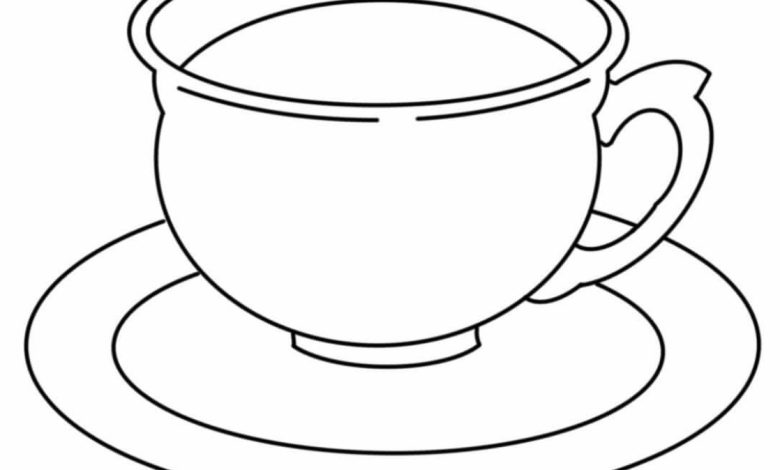 Çay Fincanı Boyama Sayfası Detaylı Çizim ve Renk Seçenekleri
