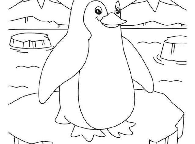 Sevimli Penguen Buzda Boyama Sayfası Doğa ve Kutup Macerası