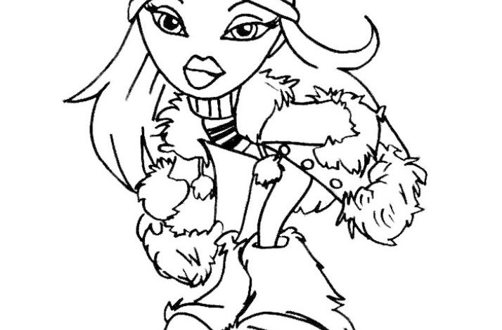 Kış Kombinli Çizgi Stilinde Moda Karakteri Boyama Sayfası